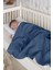 Dört Katlı Müslin Bebek Battaniyesi 120X120 cm Gri Saks Mavi 5