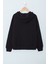 Siyah Baskılı Erkek Çocuk Şeritli Kapüşonlu Sweatshirt 19216 3