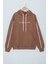 Kahverengi Baskılı Erkek Çocuk Şeritli Kapüşonlu Sweatshirt 19218 1