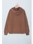 Kahverengi Baskılı Erkek Çocuk Şeritli Kapüşonlu Sweatshirt 19218 3