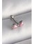 316L Çelik Gümüş Renk Pembe Kurdele Zirkon Taş Detay Tragus Piercing - TJ-PR1295 1