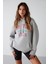 Alına Kadın Relaxed Fit Örme Kapüşonlu Parça Baskılı Grimelanj Sweatshirt 1
