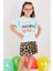 Kız Çocuk Tshirt Etek Takım Makaron Baskılı B23 1