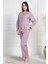 Önden Düğmeli, Uzun Kollu, Cepli, Kadın Pijama Takımı, Yakası Dantelli, Pamuklu & Viskon 2