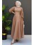 Ip Kuşaklı Elbise Sütlükahve 3