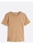 Kadın Slim Fit T-Shirt - Açık Kahverengi 5