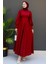 Ip Kuşaklı Elbise Bordo 1