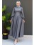 Ip Kuşaklı Elbise Gri 3
