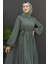 Nare Tesettür Şifon Elbise Gri 5
