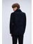Lacivert Slim Fit Düz Kruvaze Yünlü Kaşe Kaban 5