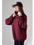 Şardonlu Yarım Fermuarlı Oversize Sweatshirt 21622 Bordo 3
