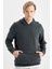 Comfort Regular Fit Rahat Kalıp Kapüşonlu Kanguru Cepli Basic Düz Sweatshirt B4446AX24SP 1