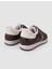 %100 Hakiki Deri Kahverengi Bağcıklı Kürklü Kadın Sneaker 3