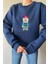 3 Iplik Köpek Motifli Nakış Işlemeli Kadın Sweatshirt 1