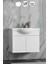 Yıldız 80 cm Komple Parlak Beyaz Renkli Mdf Alt Dolap ve Lavabo Taşı 1