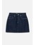 Denim Kısa Etek Derin Mavi 2