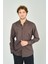 Erkek Slim Fit Desenli Uzun Kollu Pamuk Gömlek 2045 Kahverengi 1