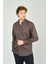 Erkek Slim Fit Desenli Uzun Kollu Pamuk Gömlek 2045 Kahverengi 2