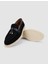 %100 Hakiki Deri Siyah Süet Kadın Loafer 4