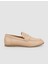%100 Hakiki Deri Bej Kadın Loafer 1