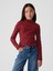 Kız Çocuk Bordo Fitilli Mockneck Yaka T-Shirt 1