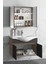 Yıldız 80+35 cm Atlantik Çam-Antrasit Gri Mat Mdf Seramik Lavabolu Asma Banyo Dolabı Takımı 4