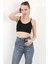 Kadın Askılı Fitilli Fleto Slim Fit Büstiyer Siyah - 9027 1