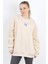 Kadın NY Nakışlı Bisiklet Yaka 3 İplik Şardonlu Oversize Sweatshirt Bej – 9005 1