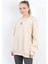 Kadın NY Nakışlı Bisiklet Yaka 3 İplik Şardonlu Oversize Sweatshirt Bej – 9005 2