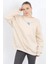 Kadın NY Nakışlı Bisiklet Yaka 3 İplik Şardonlu Oversize Sweatshirt Bej – 9005 5