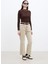 Straıght Yüksek Bel Denim Pantolon Camel 4