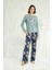 Kadın Çiçek ve Yaprak Desenli Baskılı Pijama Takımı 24133 2
