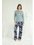 Kadın Çiçek ve Yaprak Desenli Baskılı Pijama Takımı 24133 4