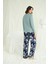 Kadın Çiçek ve Yaprak Desenli Baskılı Pijama Takımı 24133 5