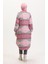 Etnik Desen Düğmeli Kap 0557-04 Pembe Yeşil 5