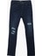 Erkek Yırtık Detay Likralı Skinny Fit Koyu Jean Pantolon 1