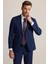 Erkek Petrol Slim Fit Sivri Yaka Yünlü Takım Elbise 4