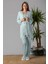 Turkuaz Sabahlıklı Hamile Lohusa Pijama Takımı 1