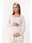 Ekru Sabahlıklı Hamile Lohusa Pijama Takımı 5