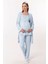 Mavi Sabahlıklı Hamile Lohusa Pijama Takımı 1
