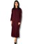 Bsiklet Yaka Saç Örgülü Triko Midi Elbise (Bordo) 1
