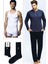 Erkek Damat Çeyiz Pijama Çamaşır Takım 4Lü Lacivert 17394 1