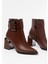 DNZ-400 Kahverengi Toka Aksesuarlı Topuklu Fermuarlı Günlük Kadın Bot 3