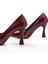 ST-001 Bordo Rugan Günlük 9 cm Topuklu Bayan Stiletto Ayakkabı 5