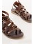 205-041 Koyu Kahve Ortopedik Deri Kadın Sandalet 4