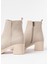 5109-3057 Bej Lastikli Fermuarlı Kalın Topuklu Günlük Kadın Bot 2