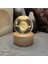 Dekarasyon Işıklı Ahşap Standlı Satürn Kız Cam Küre, USB Kablolu Saturn Cam Küre 925ESERI 1