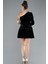Tek Kol Şort Etekli Mini Kadife Gece Elbisesi ABK2183 3