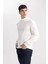 Erkek Ekru Slim Fit Dar Kesim Basic Düz Akrilik Kazak B7851Axns 3