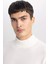 Erkek Ekru Slim Fit Dar Kesim Basic Düz Akrilik Kazak B7851Axns 5